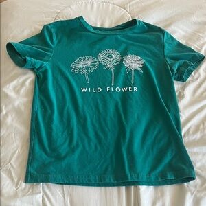SHEIN Teal Wild Flower Kids Tee